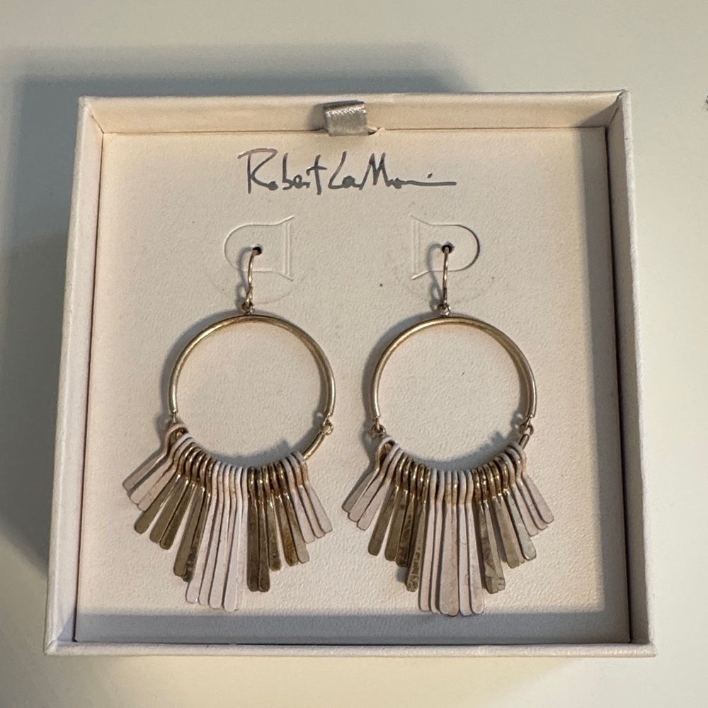 Two-Tone Fringe Hoop Earrings
